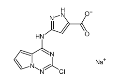 3-(2-chloropyrrolo[1,2-f][1,2,4]triazin-4-ylamino)-1H-pyrazole-5-carboxylic acid, sodium salt结构式