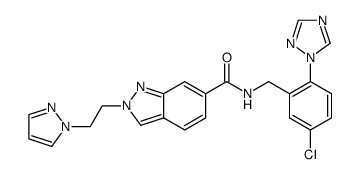 N-[5-Chloro-2-(1H-1,2,4-triazol-1-yl)benzyl]-2-[2-(1H-pyrazol-1-yl)ethyl]-2H-indazole-6-carboxamide结构式