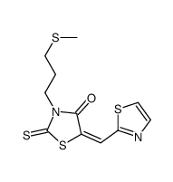 (5E)-3-[3-(Methylsulfanyl)propyl]-5-(1,3-thiazol-2-ylmethylene)-2 -thioxo-1,3-thiazolidin-4-one结构式