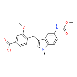 3-Methoxy-4-[[5-[(methoxycarbonyl)amino]-1-methyl-d3-1H-indol-3-yl]methyl]benzoic Acid Structure