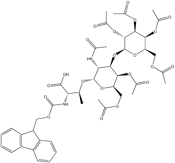 Fmoc-L-Thr[alpha-(Gal-beta(1-3)-GalNAc)]-OH peracetate结构式