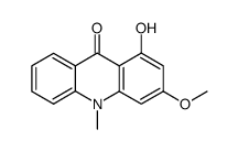 1-Hydroxy-3-methoxy-N-methylrutacridone结构式