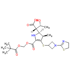 (2S,3R)-2-[(2S,3R)-4-{[1-(4,5-Dihydro-1,3-thiazol-2-yl)-3-azetidinyl]sulfanyl}-5-({[(2,2-dimethylpropanoyl)oxy]methoxy}carbonyl)-3-methyl-2,3-dihydro-1H-pyrrol-2-yl]-3-hydroxybutanoic acid picture