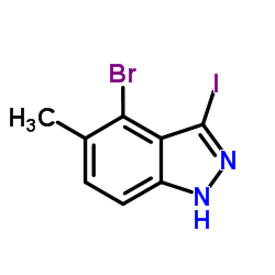 4-Bromo-3-iodo-5-methyl-1H-indazole结构式