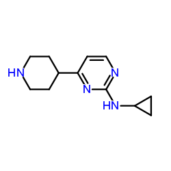 N-Cyclopropyl-4-(4-piperidinyl)-2-pyrimidinamine结构式