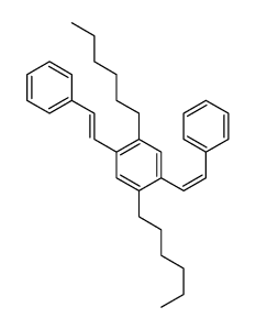 1,4-dihexyl-2,5-bis(2-phenylethenyl)benzene结构式