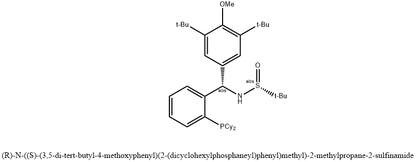 [S(R)]-N-[(S)-[3,5-Bis(1,1-dimethylethyl)-4 methoxyphenyl][2-(dicyclohexylphosphino)phenyl]methyl]-2-methyl-2-propanesulfinamide Structure