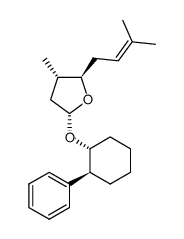 (2R,4S,5R)-4-methyl-5-(3-methyl-2-butenyl)tetrahydro-2-furanyl-(1R,2S)-2-phenylcyclohexyl ether结构式