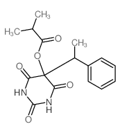 Propanoic acid, 2-methyl-, hexahydro-2,4, 6-trioxo-5- (1-phenylethyl)-5-pyrimidinyl ester structure