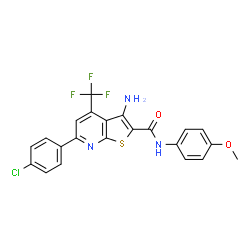 3-amino-6-(4-chlorophenyl)-N-(4-methoxyphenyl)-4-(trifluoromethyl)thieno[2,3-b]pyridine-2-carboxamide Structure