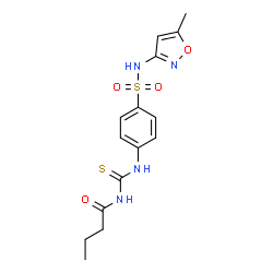 N-{[(4-{[(5-methyl-3-isoxazolyl)amino]sulfonyl}phenyl)amino]carbonothioyl}butanamide structure