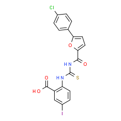 2-[[[[[5-(3-CHLOROPHENYL)-2-FURANYL]CARBONYL]AMINO]THIOXOMETHYL]AMINO]-5-IODO-BENZOIC ACID结构式