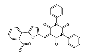 5-[[5-(2-nitrophenyl)furan-2-yl]methylidene]-1,3-diphenyl-2-sulfanylidene-1,3-diazinane-4,6-dione Structure