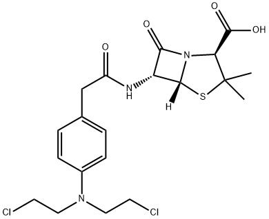 6α-[[[4-[Bis(2-chloroethyl)amino]phenyl]acetyl]amino]penicillanic acid structure