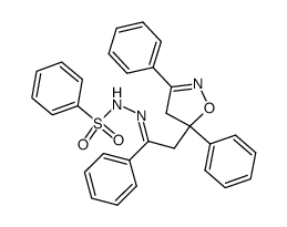 2-(3,5-diphenyl-4,5-dihydro-isoxazol-5-yl)-1-phenyl-ethanone benzenesulfonylhydrazone Structure