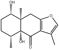 (4aR)-5,6,7,8,8a,9-Hexahydro-4a,8α-dihydroxy-3,5α,8aα-trimethylnaphtho[2,3-b]furan-4(4aH)-one结构式