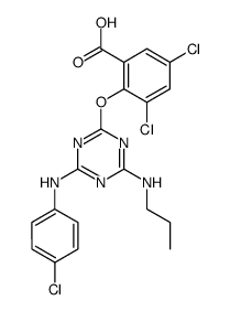3,5-dichloro-2-[4-(4-chloro-anilino)-6-propylamino-[1,3,5]triazin-2-yloxy]-benzoic acid结构式