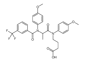 4-[4-methoxy-N-[2-(4-methoxy-N-[3-(trifluoromethyl)benzoyl]anilino)propanoyl]anilino]butanoic acid Structure