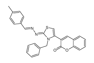 3-[3-benzyl-2-[(4-methylphenyl)methylidenehydrazinylidene]-1,3-thiazol-4-yl]chromen-2-one结构式