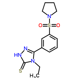 4-ethyl-5-[3-(pyrrolidin-1-ylsulfonyl)phenyl]-4H-1,2,4-triazole-3-thiol structure