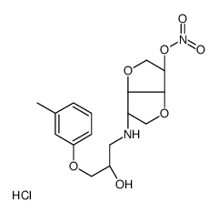 5-(2-Hydroxy-3-(3-tolyloxy)-propylamino)-5-desoxy-1,4:3,6-dianhydro-L- idit-2-nitrat HCl structure