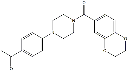 1-(4-(4-(2,3-dihydrobenzo[b][1,4]dioxine-6-carbonyl)piperazin-1-yl)phenyl)ethan-1-one结构式