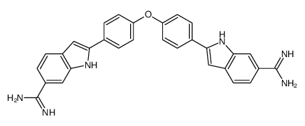 2-[4-[4-(6-carbamimidoyl-1H-indol-2-yl)phenoxy]phenyl]-1H-indole-6-carboximidamide结构式