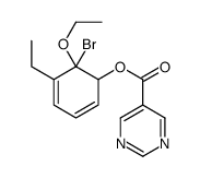 (6-bromo-6-ethoxy-5-ethylcyclohexa-2,4-dien-1-yl) pyrimidine-5-carboxylate结构式