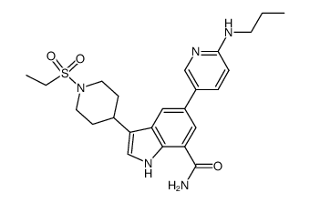 3-[1-(ethylsulfonyl)-4-piperidinyl]-5-[6-(propylamino)-3-pyridinyl]-1H-indole-7-carboxamide Structure