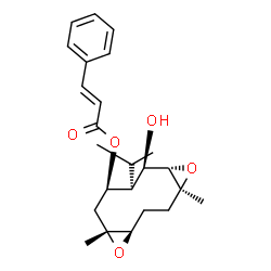 3-Phenylpropenoic acid (1S,4R,6R,8R,9S,10R,11S)-10-hydroxy-1,6-dimethyl-9-(1-methylethyl)-5,12-dioxatricyclo[9.1.0.04,6]dodecan-8-yl ester结构式