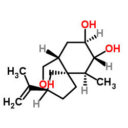 [5R-[5ALPHA(R*),6BETA,7ALPHA,8BETA,10ALPHA]]-10-(羟基甲基)-6-甲基-2-(1-甲基乙烯基)-螺[4.5]癸烷-7,8-二醇结构式