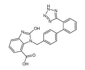 2-oxo-3-[[4-[2-(2H-tetrazol-5-yl)phenyl]phenyl]methyl]-1H-benzimidazole-4-carboxylic acid structure