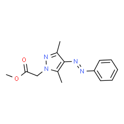 methyl (E)-2-(3,5-dimethyl-4-(phenyldiazenyl)-1H-pyrazol-1-yl)acetate Structure