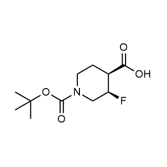 (3R,4S)-1-(叔丁氧羰基)-3-氟哌啶-4-羧酸结构式