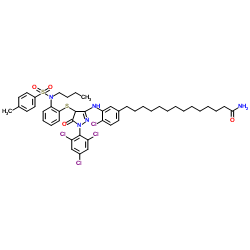 Tetradecansre-4-chlor-3-[-4-{2-N-p-toluolsulfon-N-butyl-amidophenylthio}-5-oxo-1-(2,4,6-trichlorphenyl)-4,5-dihydro-1H structure