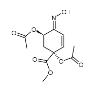 methyl (1R,5R)-1,5-di-O-acetyl-1,5-dihydroxy-3-hydroxyliminocyclohex-2-ene-1-carboxylate结构式