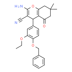 2-amino-4-[4-(benzyloxy)-3-ethoxyphenyl]-7,7-dimethyl-5-oxo-5,6,7,8-tetrahydro-4H-chromene-3-carbonitrile结构式