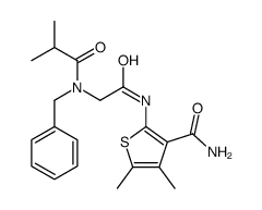 3-Thiophenecarboxamide,4,5-dimethyl-2-[[[(2-methyl-1-oxopropyl)(phenylmethyl)amino]acetyl]amino]-(9CI) structure