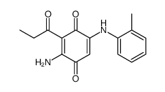 3-Amino-6-(o-methylanilino)-2-propionyl-1,4-benzochinon Structure