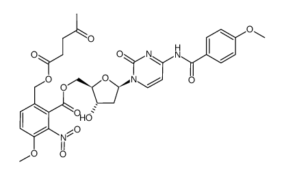 N4-anisoyl-5'-O-[6-(levulinyloxymethyl)-3-methoxy-2-nitrobenzoyl]-2'-deoxycytidine Structure