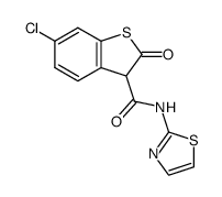 6-Chloro-2-oxo-2,3-dihydro-benzo[b]thiophene-3-carboxylic acid thiazol-2-ylamide Structure