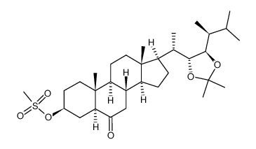 (22R,23R,24S)-22,23-isopropylidenedioxy-6-oxo-5α-ergostan-3β-yl methanesulphonate结构式