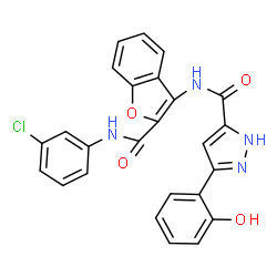 N-{2-[(3-chlorophenyl)carbamoyl]-1-benzofuran-3-yl}-5-(2-hydroxyphenyl)-1H-pyrazole-3-carboxamide Structure