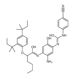 N-[2-amino-4-[[[(4-cyanophenyl)amino]carbonyl]amino]-5-hydroxyphenyl]-2-[2,4-bis(1,1-dimethylpropyl)phenoxy]hexanamide structure