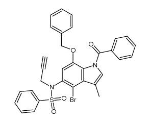 1-benzoyl-7-(benzyloxy)-4-bromo-3-methyl-N5-(phenylsulfonyl)-5-(2-propyn-1-ylamino)indole结构式