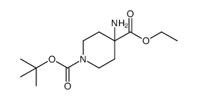 1,4-Piperidinedicarboxylic acid, 4-amino-, 1-(1,1-dimethylethyl) 4-ethyl ester Structure