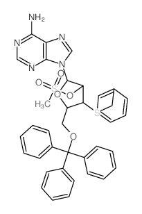 Adenine,9-(3-S-benzyl-3-thio-5-O-trityl-b-D-arabinofuranosyl)-, 2'-methanesulfonate (7CI,8CI)结构式