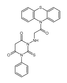 3-aryl-1-(10-phenothiazine acetyl amino)-2,3-dihydro-2-thioxo-4,6-(1H,5H)pyrimidinedione结构式