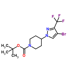 tert-butyl 4-(4-bromo-3-(trifluoromethyl)-1H-pyrazol-1-yl)piperidine-1-carboxylate Structure