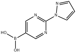 2-(1H-Pyrazol-1-yl)pyrimidine-5-boronic acid结构式